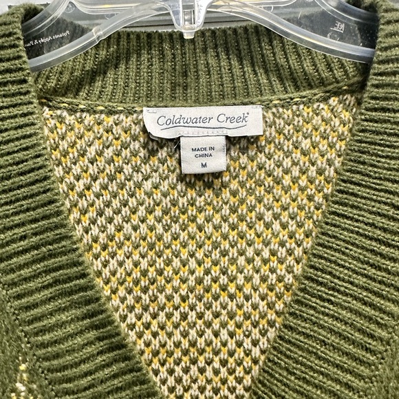 Coldwater Creek Olive Sunflower Cardigan- Size Medium - Picture 4 of 5